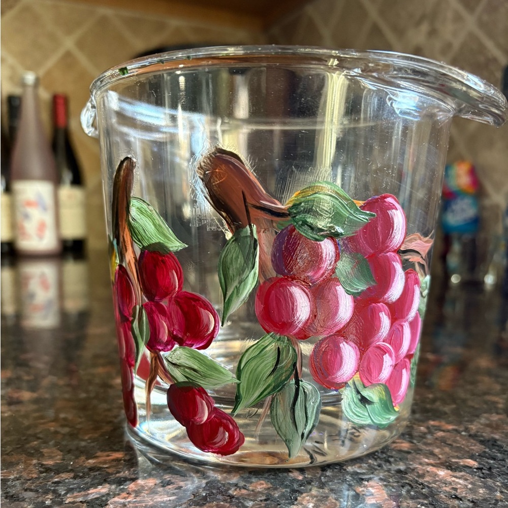 Glass Painted Ice Bucket - Grapes